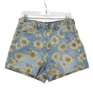 American Eagle Sunflower MOM SHORT Shorts Womens Size 8 Blue Yellow Stretch
